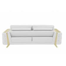 90 In Square Arm Leather Bridgewater Rectangle Sofa In White