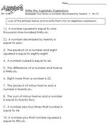 Algebraic Expressions 6 Worksheets