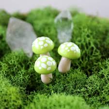 Spring Green Miniature Mushrooms Set Of