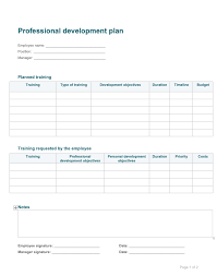 Free Professional Development Plan Word