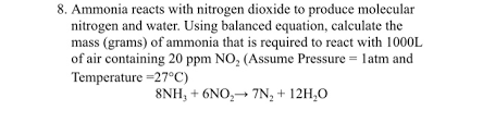 Ammonia Reacts With Nitrogen Dioxide