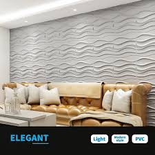 19 7 In X 19 7 In White Pvc 3d Wall Panel For Interior Wall Decor Wavy Textured Tile 32 Sq Ft Box