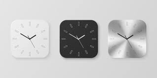 Chrome Steel Wall Office Clock Icon Set