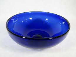 Large Studio Glass Bowl In Cobalt Blue