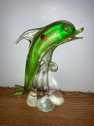 Vintage Formia Murano Dolphin Green And