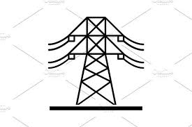 High Voltage Electric Line Icon Line