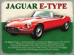 Jaguar E Type Metal Wall Art 4 Sizes