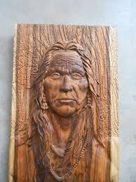 Wood Carved Indian Native American Man