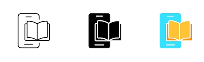 Phone With Books Set Icon Paper Digital