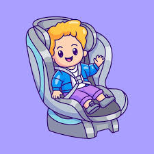 Cute Baby Boy Sitting On Car Seat