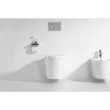 Horow Wall Hung Toilet Bowl Only 0 8 1 28 Gpf Dual Flush Round In White Seat Included