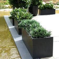 Black Rectangular Fiberglass Planter