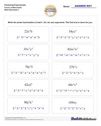 Factoring Polynomials Worksheets