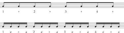subdivide with eighth and sixteenth notes