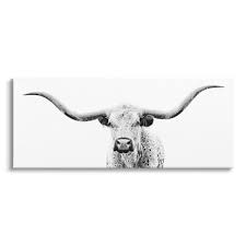 Stupell Industries Longhorn Cattle Gazing Modern White Photography Design Graphic Art Gallery Wrapped Canvas Print Wall Art Design By Phburchett