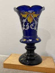 Vintage Antique Cobalt Blue Glass Vase