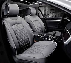 Deluxe Grey Leather Seat Covers For