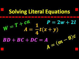 Solving Literal Equations Algebra