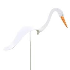 Egret Dancing Bird Garden Stake Signals