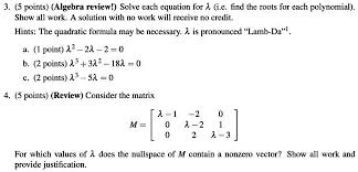 Solved Algebra Review Solve Each