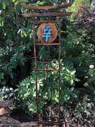 Metal Garden Trellis With Japanese