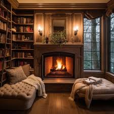 Cozy Fireplace Nook With Builtin Shelves