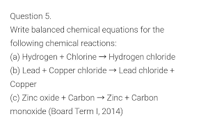 Balanced Chemical Equations