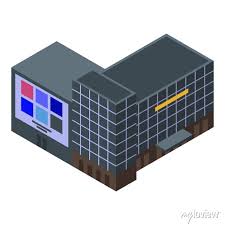 Office Mall Building Icon Isometric Of