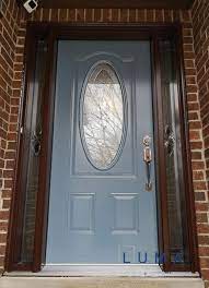 Blue Steel Front Door With Oval Glass
