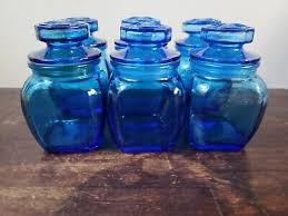 Westmorland Small Blue Glass Canisters