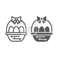 Easter Eggs In Basket Line And Glyph
