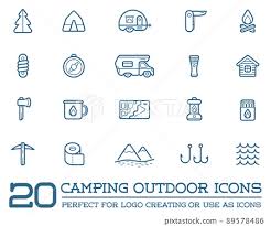 Set Of Vector Camping Camp Elements And