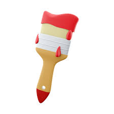 3d Wall Paint Brush With Red Paint