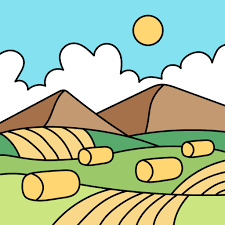 Fields Hand Drawn Color Icon