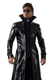 Vinyl Trench Coat Men Futuristic