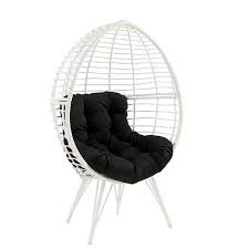 White Wicker Outdoor Egg Chair With