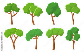 Green Trees Flat Icon Set Forest