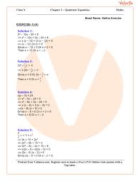 Quadratic Equations Solutions For Icse