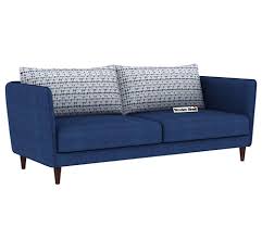 3 Seater Fabric Sofa Cotton Iris Blue