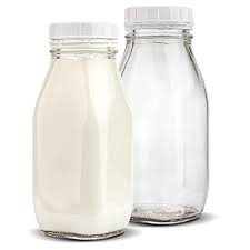Glass Milk Bottles 2 Pack 12 Ounce