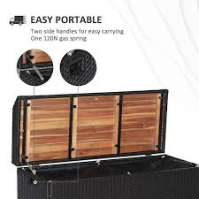 Outsunny 52 Gal Wicker Deck Box Bench