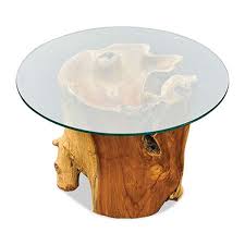 Coffee Table 70cm Round Glass Top Teak