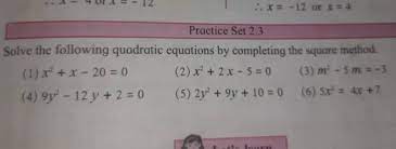 Solve The Following Quadratic Equations