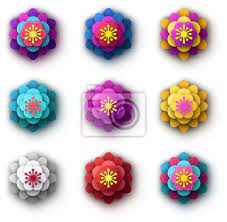 Bright Colorful 3d Flowers Isolated On