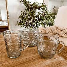 Glass Patterned Pouring Cups Set Of 3