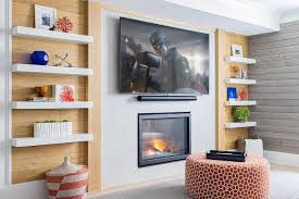 Family Room Tv Flanked By Stacked White