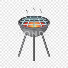 Bbq Grill With Fire Icon Cartoon Style