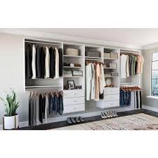 120 In W 144 In W White Wood Deluxe Closet System