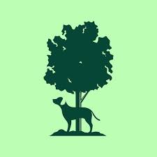 Dog Pets And Tree Plant Alone Mascot