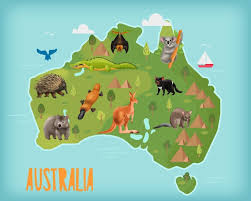 Australian Animals Composition With Map